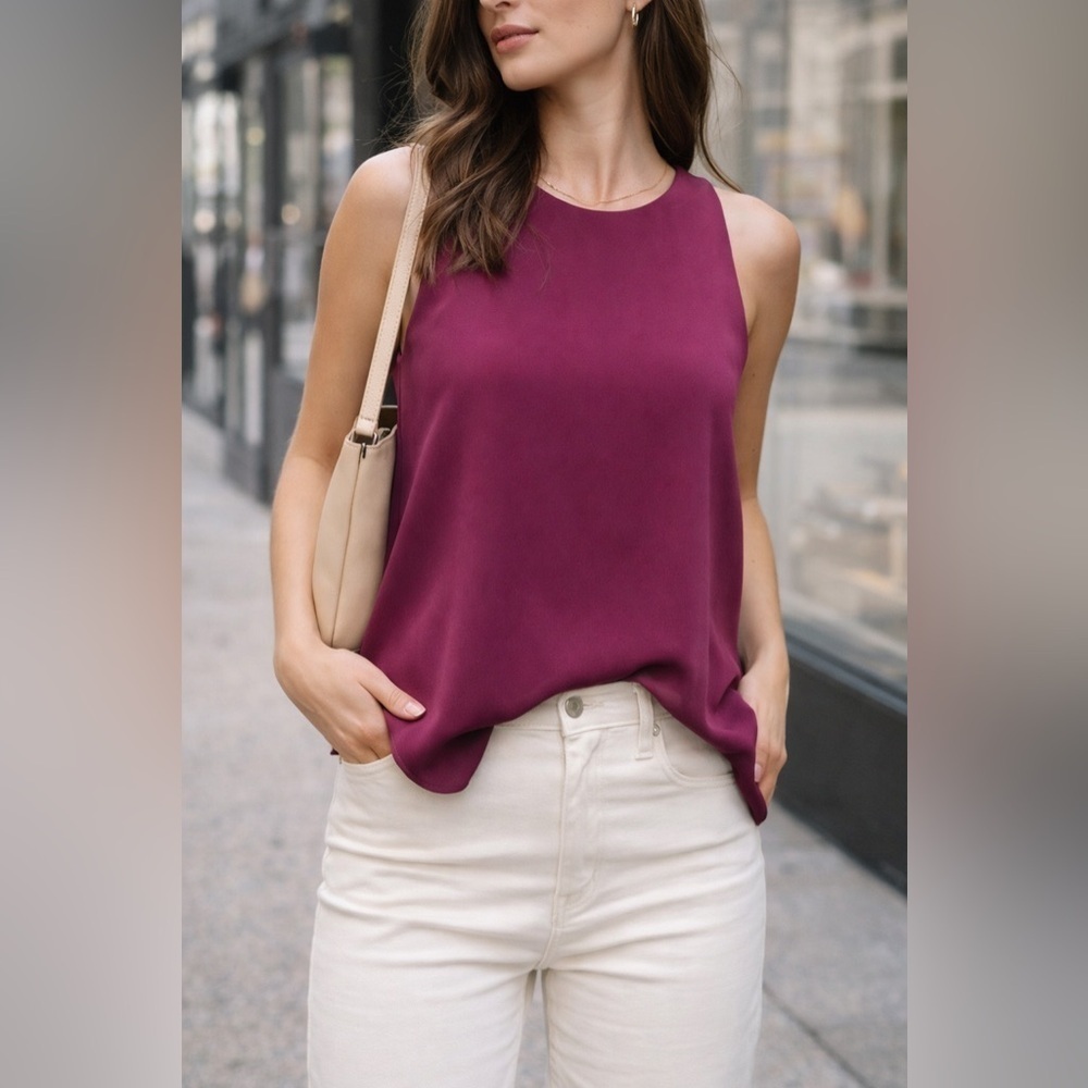 Wilfred Womens Mauve Sevres Blouse Sz S Sleeveless Minimalist Top Tank Shirt